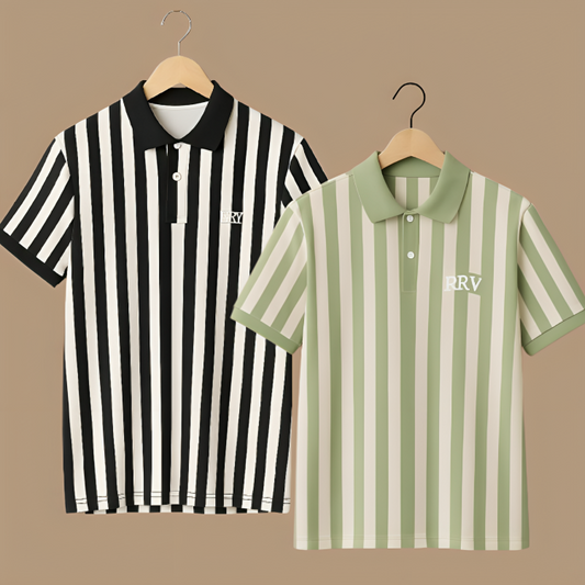 Striped Polo T-Shirt - Pack Of 2 - RR VOGUE